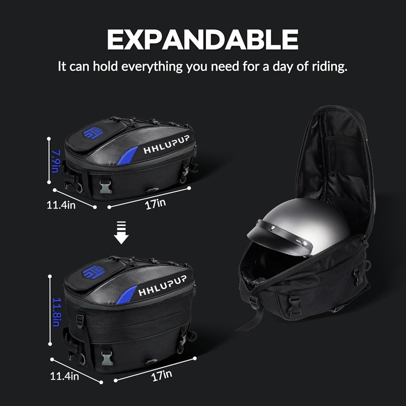 HHLUPUP Motorcycle Helmet Bag Dual Use Helmet Backpack and Seat Bag, 38L Waterproof Luggage Bag with Password Lock for Travel and Commuting Blue - Image 2